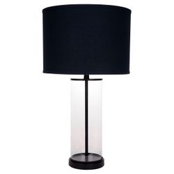 Left Bank Table Lamp - Black w Black Shade