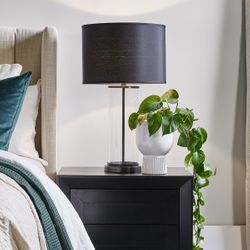 Left Bank Table Lamp - Black w Black Shade