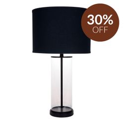 Left Bank Table Lamp - Black w Black Shade
