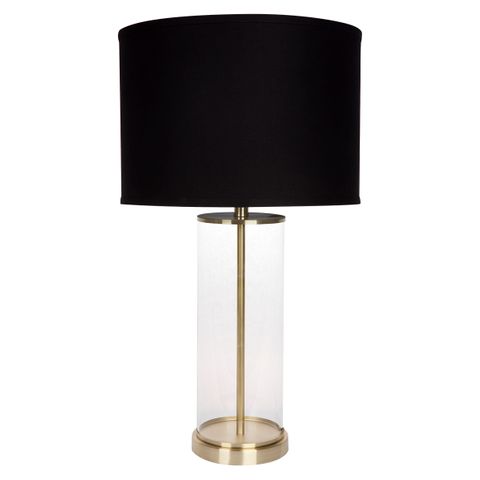 Left Bank Table Lamp - Brass w Black Shade