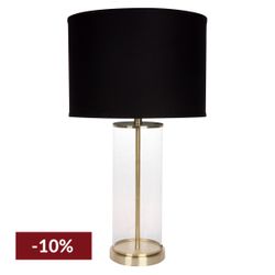 Left Bank Table Lamp - Brass w Black Shade