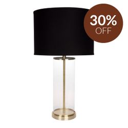 Left Bank Table Lamp - Brass w Black Shade