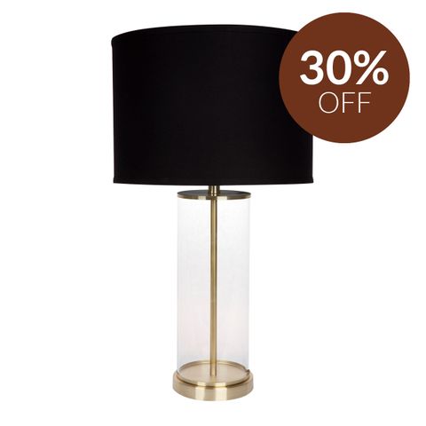 Left Bank Table Lamp - Brass w Black Shade