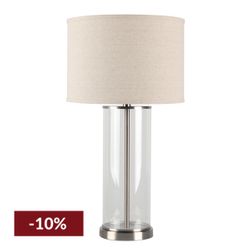 Left Bank Table Lamp - Nickel w Natural Shade