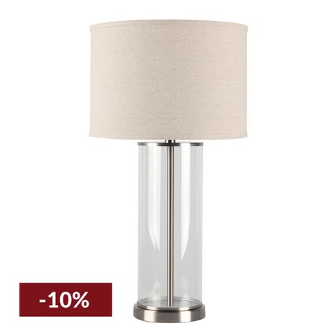 Left Bank Table Lamp - Nickel w Natural Shade