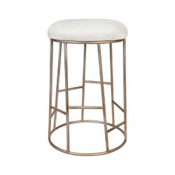 Aiden Gold Steel Kitchen Stool - Natural Linen