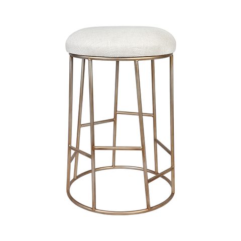 Aiden Gold Steel Kitchen Stool - Natural Linen