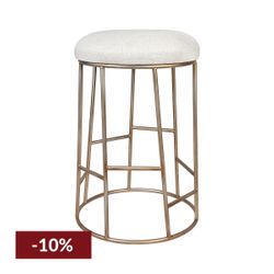 Aiden Gold Steel Kitchen Stool - Natural Linen