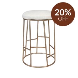 Aiden Gold Steel Kitchen Stool - Natural Linen