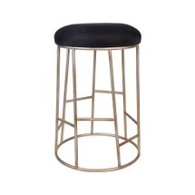 Aiden Gold Steel Kitchen Stool - Black Linen