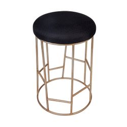 Aiden Gold Steel Kitchen Stool - Black Linen