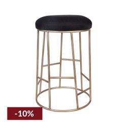 Aiden Gold Steel Kitchen Stool - Black Linen