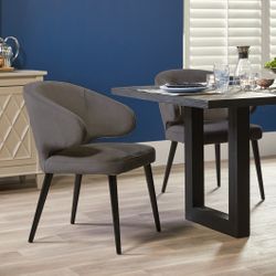 Harlow Black Dining Chair - Grey Velvet