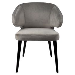 Harlow Black Dining Chair - Grey Velvet