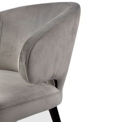 Harlow Black Dining Chair - Grey Velvet