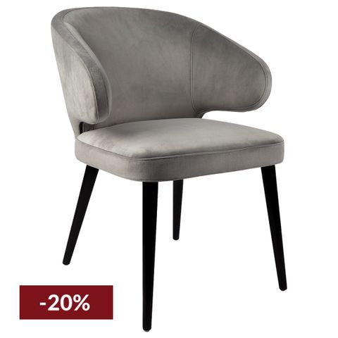 Harlow Black Dining Chair - Grey Velvet