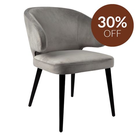 Harlow Black Dining Chair - Grey Velvet