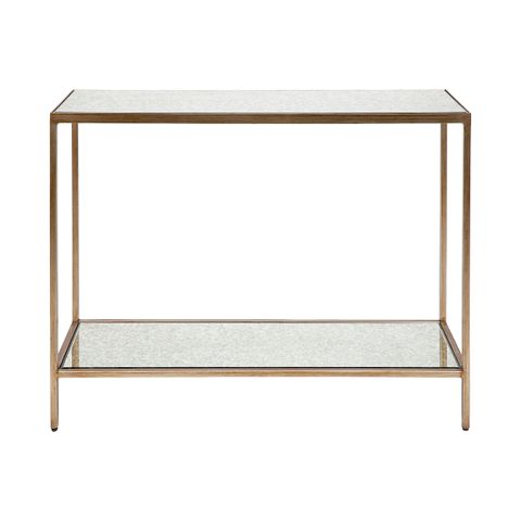 Cocktail Mirrored Console Table - Small Antique Gold