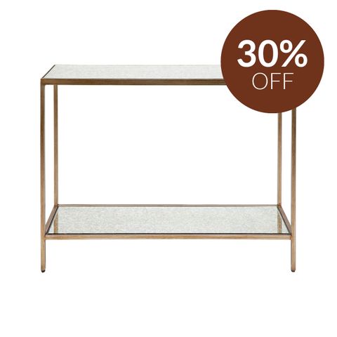 Cocktail Mirrored Console Table - Small Antique Gold