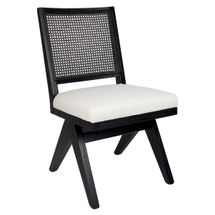 The Imperial Black Rattan Dining Chair - White Linen