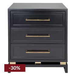 Pearl Bedside Table - Large Black