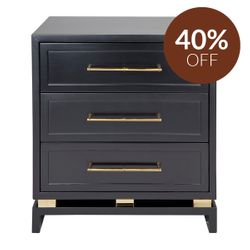 Pearl Bedside Table - Large Black
