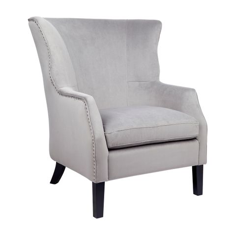 Kristian Wing Back Arm Chair - Grey Velvet