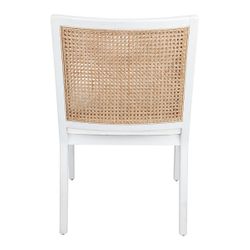 Kane White Rattan Dining Chair - Natural Linen - OUTLET NSW
