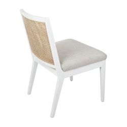 Kane White Rattan Dining Chair - Natural Linen - OUTLET NSW