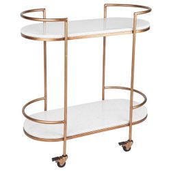 Southside White Stone Bar Cart - Antique Gold