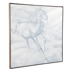 White Stallion Right Hand Facing Oil On Canvas Painting - OUTLET VIC