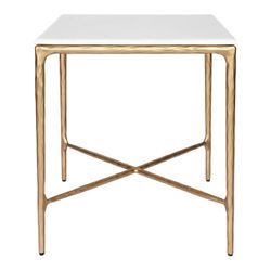 Heston Square Marble Side Table - Brass