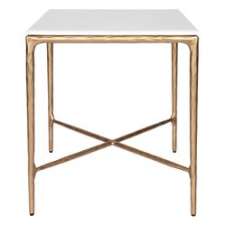 Heston Marble Square Side Table - Brass