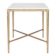 Heston Square Marble Side Table - Brass