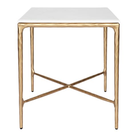 Heston Marble Square Side Table - Brass