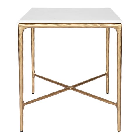 Heston Square Marble Side Table - Brass