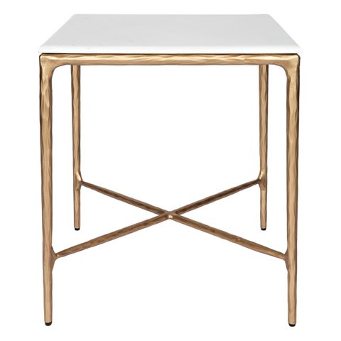 Heston Marble Square Side Table - Brass