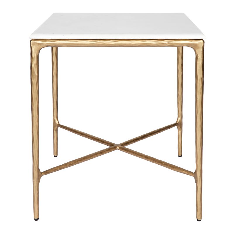 Heston Marble Square Side Table - Brass