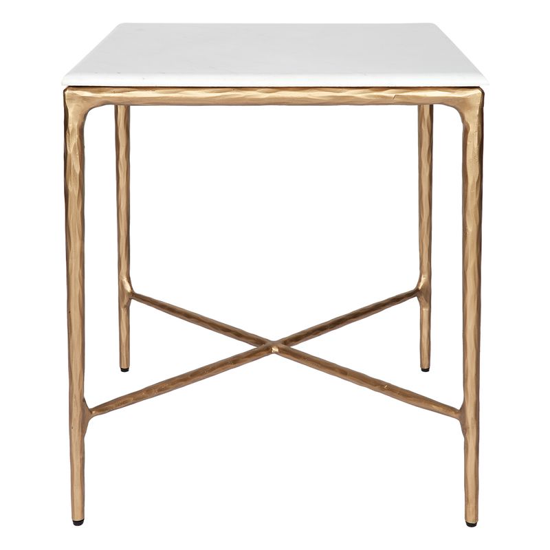 Heston Marble Square Side Table - Brass