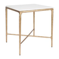 Heston Marble Square Side Table - Brass