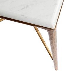 Heston Marble Square Side Table - Brass