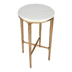 Heston Petite Marble Side Table - Brass