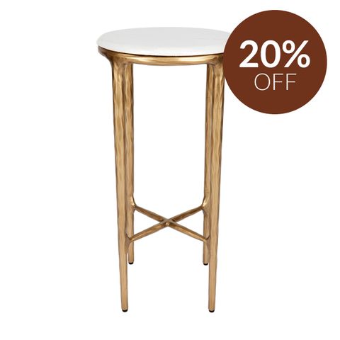 Heston Marble Petite Side Table - Brass