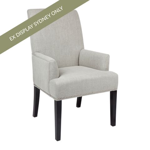 Bentley Dining Arm Chair - Grey Linen