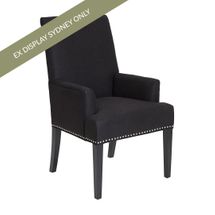 Bentley Dining Arm Chair - Black Linen