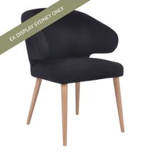 Harlow Natural Dining Chair - Black Linen