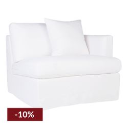 Birkshire Slip Cover Right Arm Facing Seat  - White Linen