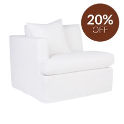 Birkshire Slip Cover Left Arm Facing Seat  - White Linen