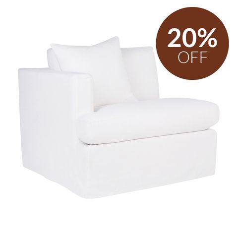Birkshire Slip Cover Left Arm Facing Seat  - White Linen