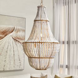 Sierra Beaded Chandelier - Gold/White